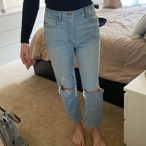 Abercrombie Curve Love Straight Leg Distressed Jeans